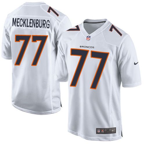 Nike Broncos #77 Karl Mecklenburg White Men's Stitched NFL Game Event Jersey - Click Image to Close